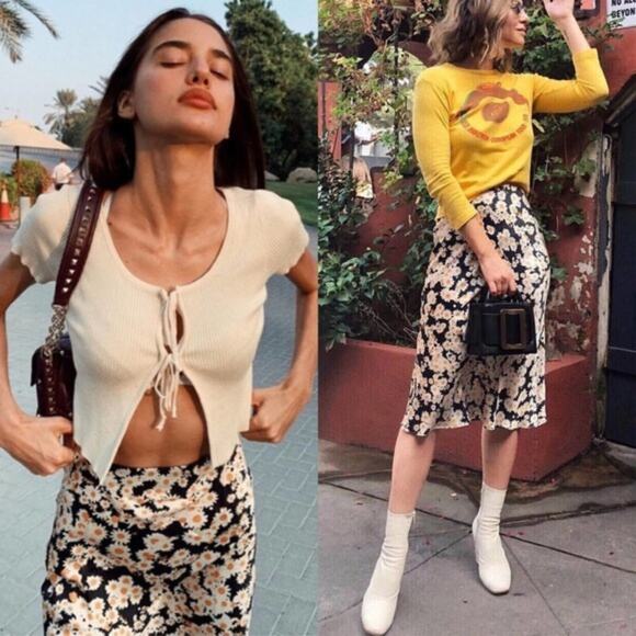 Realisation Par‎ Naomi Silk Skirt Flower Power Floral Size XS - Picture 2 of 9